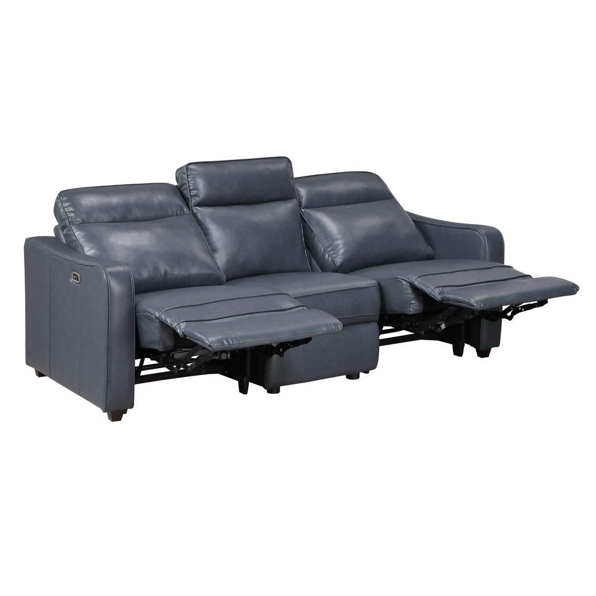 Equinox Navy Power Double Reclining Sofa with Curved Track Arms by Homelegance at Eve Furniture