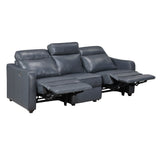Equinox Navy Power Double Reclining Sofa with Curved Track Arms by Homelegance at Eve Furniture
