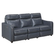 Equinox Navy Power Double Reclining Sofa with Curved Track Arms by Homelegance at Eve Furniture