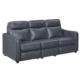Equinox Navy Power Double Reclining Sofa with Curved Track Arms by Homelegance at Eve Furniture