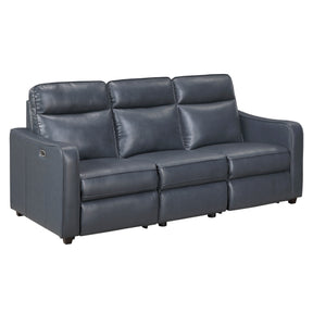 Equinox Navy Power Double Reclining Sofa with Curved Track Arms by Homelegance at Eve Furniture