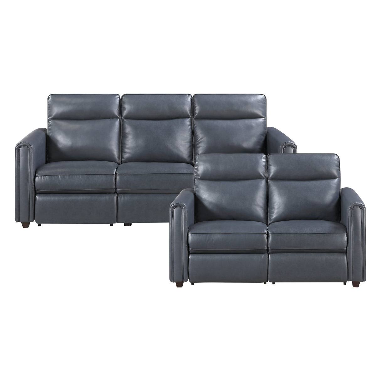 Equinox Navy Power Double Reclining Love Seat with Curved Track Arms by Homelegance at Eve Furniture