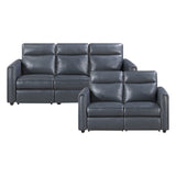 Equinox Navy Power Double Reclining Love Seat with Curved Track Arms by Homelegance at Eve Furniture