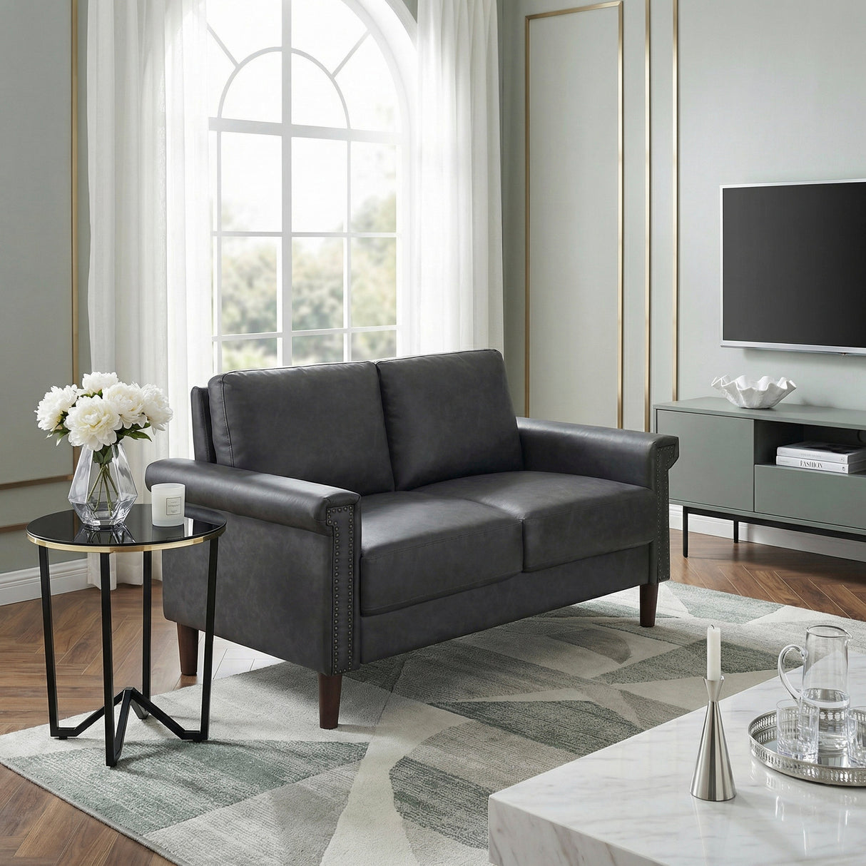Heritage Dark Gray Loveseat by Homelegance at Eve Furniture