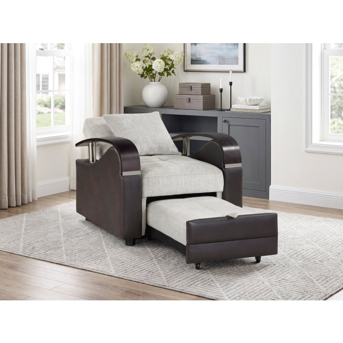 Hybrid Beige Chair with Pull-out Bed and Click Motion Back by Homelegance at Eve Furniture