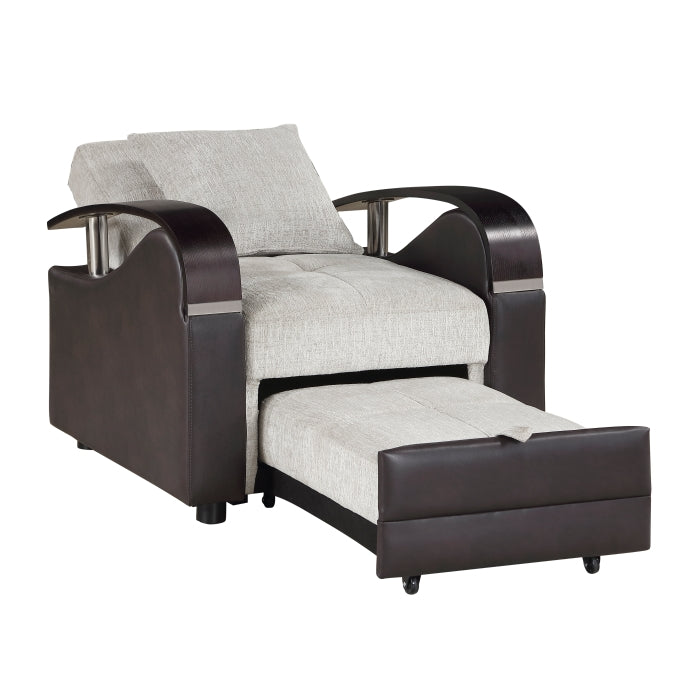 Hybrid Beige Chair with Pull-out Bed and Click Motion Back by Homelegance at Eve Furniture