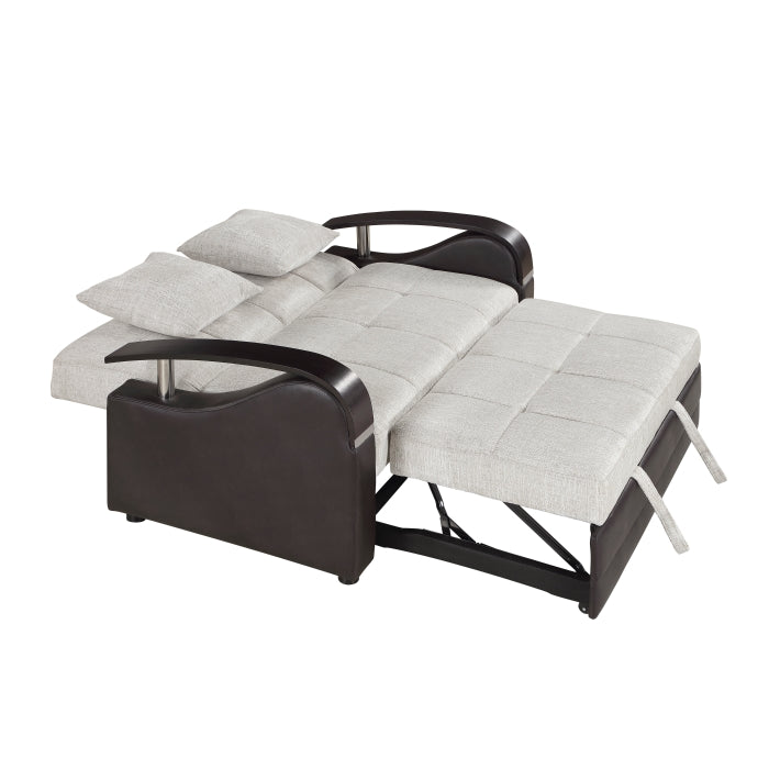 Hybrid Beige Love Seat with Pull-out Bed and Click Motion Back by Homelegance at Eve Furniture