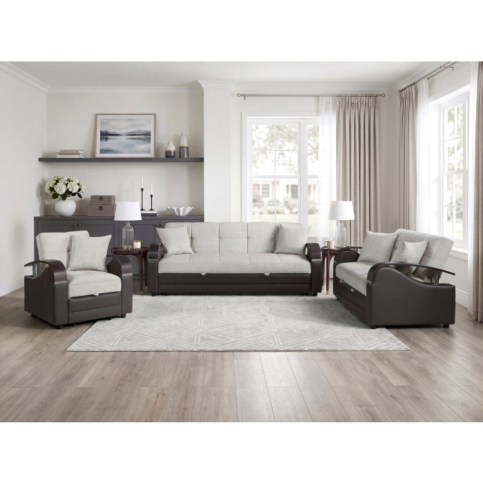 Hybrid Beige Love Seat with Pull-out Bed and Click Motion Back by Homelegance at Eve Furniture