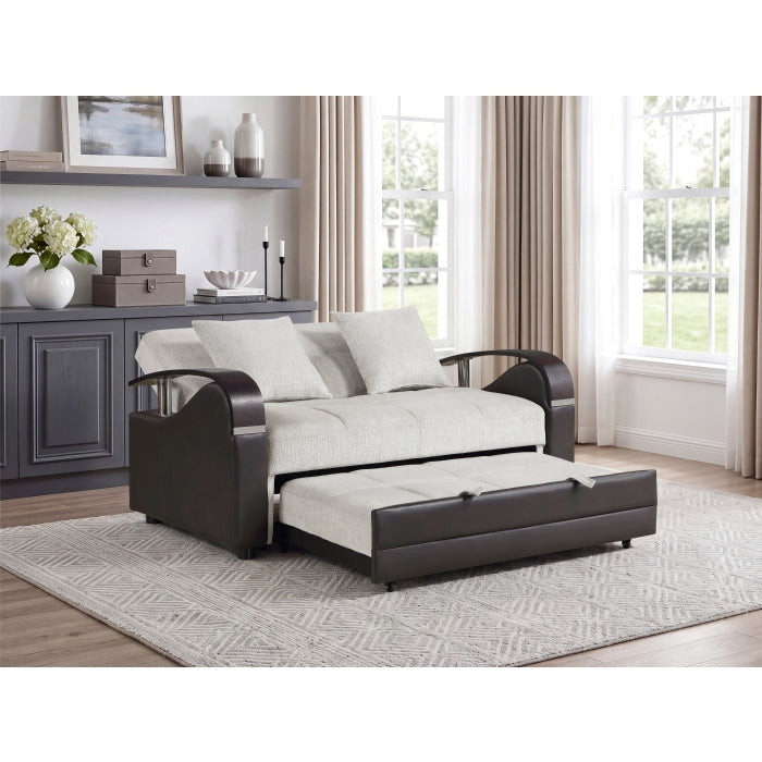 Hybrid Beige Love Seat with Pull-out Bed and Click Motion Back by Homelegance at Eve Furniture