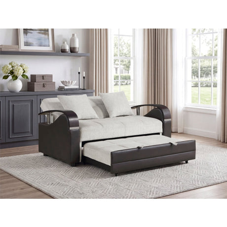 Hybrid Beige Love Seat with Pull-out Bed and Click Motion Back by Homelegance at Eve Furniture
