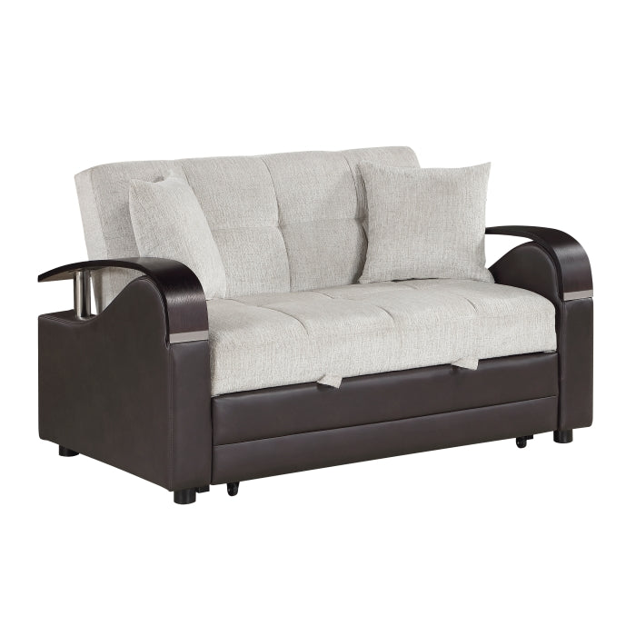 Hybrid Beige Love Seat with Pull-out Bed and Click Motion Back by Homelegance at Eve Furniture