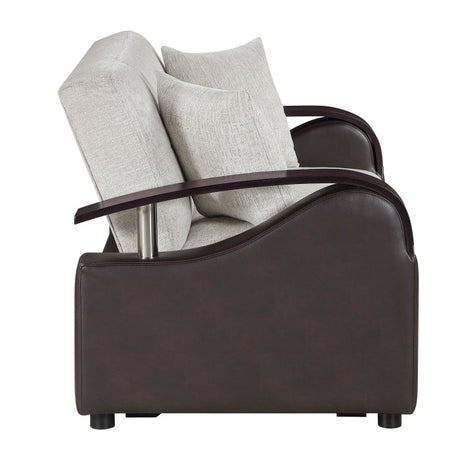 Hybrid Beige Love Seat with Pull-out Bed and Click Motion Back by Homelegance at Eve Furniture