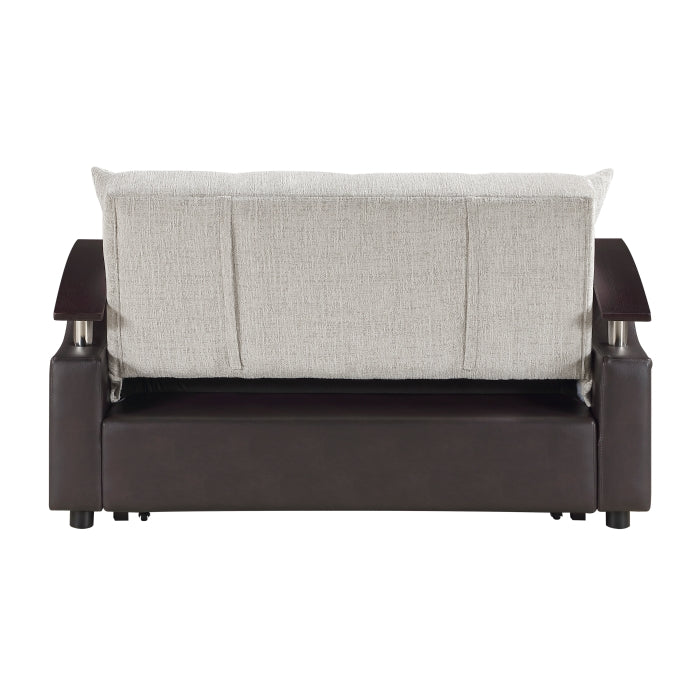 Hybrid Beige Love Seat with Pull-out Bed and Click Motion Back by Homelegance at Eve Furniture