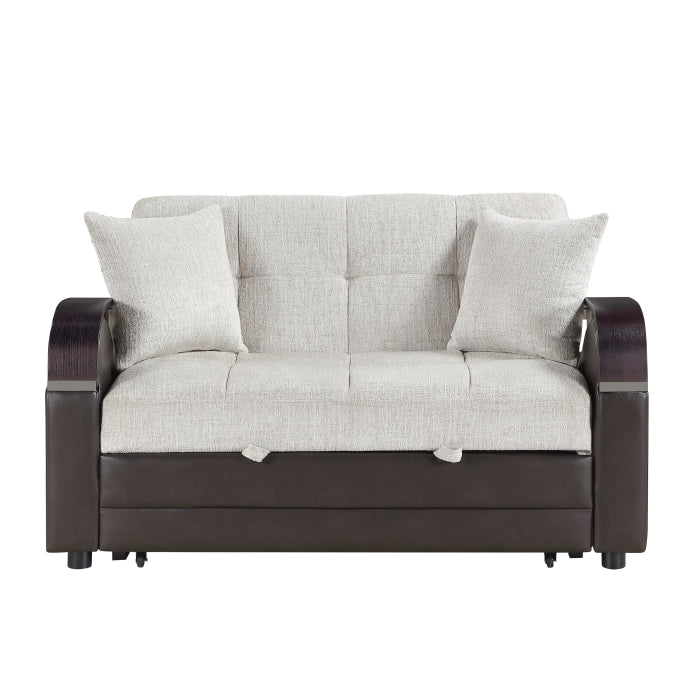Hybrid Beige Love Seat with Pull-out Bed and Click Motion Back by Homelegance at Eve Furniture