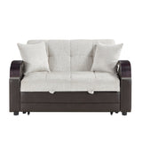 Hybrid Beige Love Seat with Pull-out Bed and Click Motion Back by Homelegance at Eve Furniture