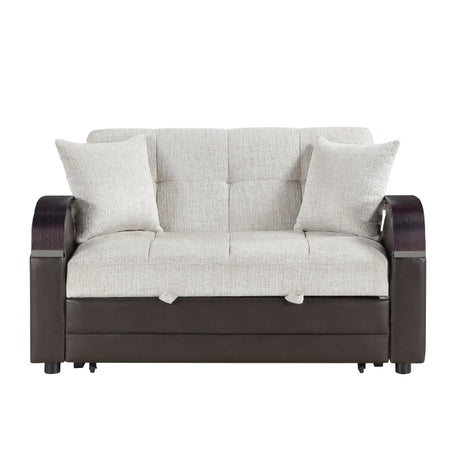 Hybrid Beige Love Seat with Pull-out Bed and Click Motion Back by Homelegance at Eve Furniture