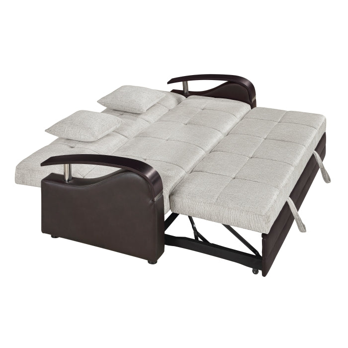 Hybrid Beige Sofa with Pull-out Bed and Click Motion Back by Homelegance at Eve Furniture