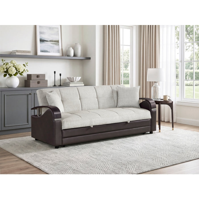 Hybrid Beige Sofa with Pull-out Bed and Click Motion Back by Homelegance at Eve Furniture