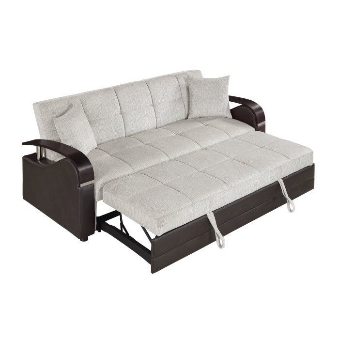 Hybrid Beige Sofa with Pull-out Bed and Click Motion Back by Homelegance at Eve Furniture