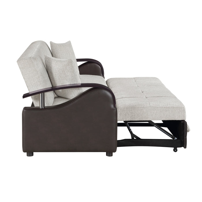 Hybrid Beige Sofa with Pull-out Bed and Click Motion Back by Homelegance at Eve Furniture