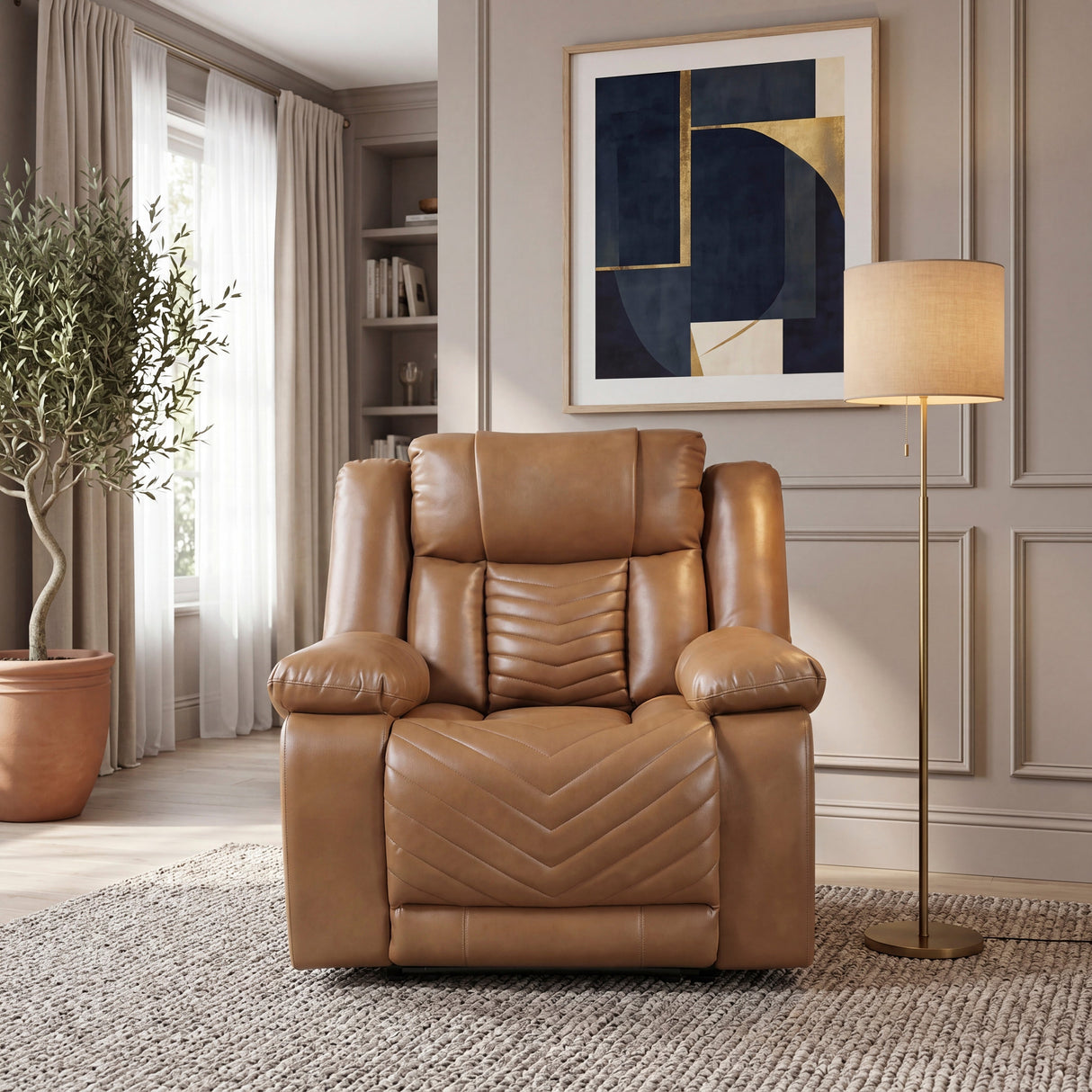 Huron Brown Power Reclining Chair with LED and Charging Ports by Homelegance at Eve Furniture
