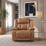 Huron Brown Power Reclining Chair with LED and Charging Ports by Homelegance at Eve Furniture