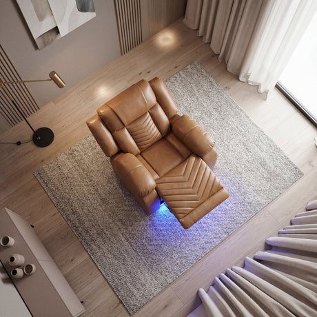 Huron Brown Power Reclining Chair with LED and Charging Ports by Homelegance at Eve Furniture