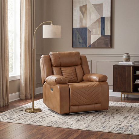 Huron Brown Power Reclining Chair with LED and Charging Ports by Homelegance at Eve Furniture