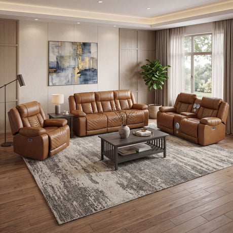 Huron Brown Power Reclining Chair with LED and Charging Ports by Homelegance at Eve Furniture