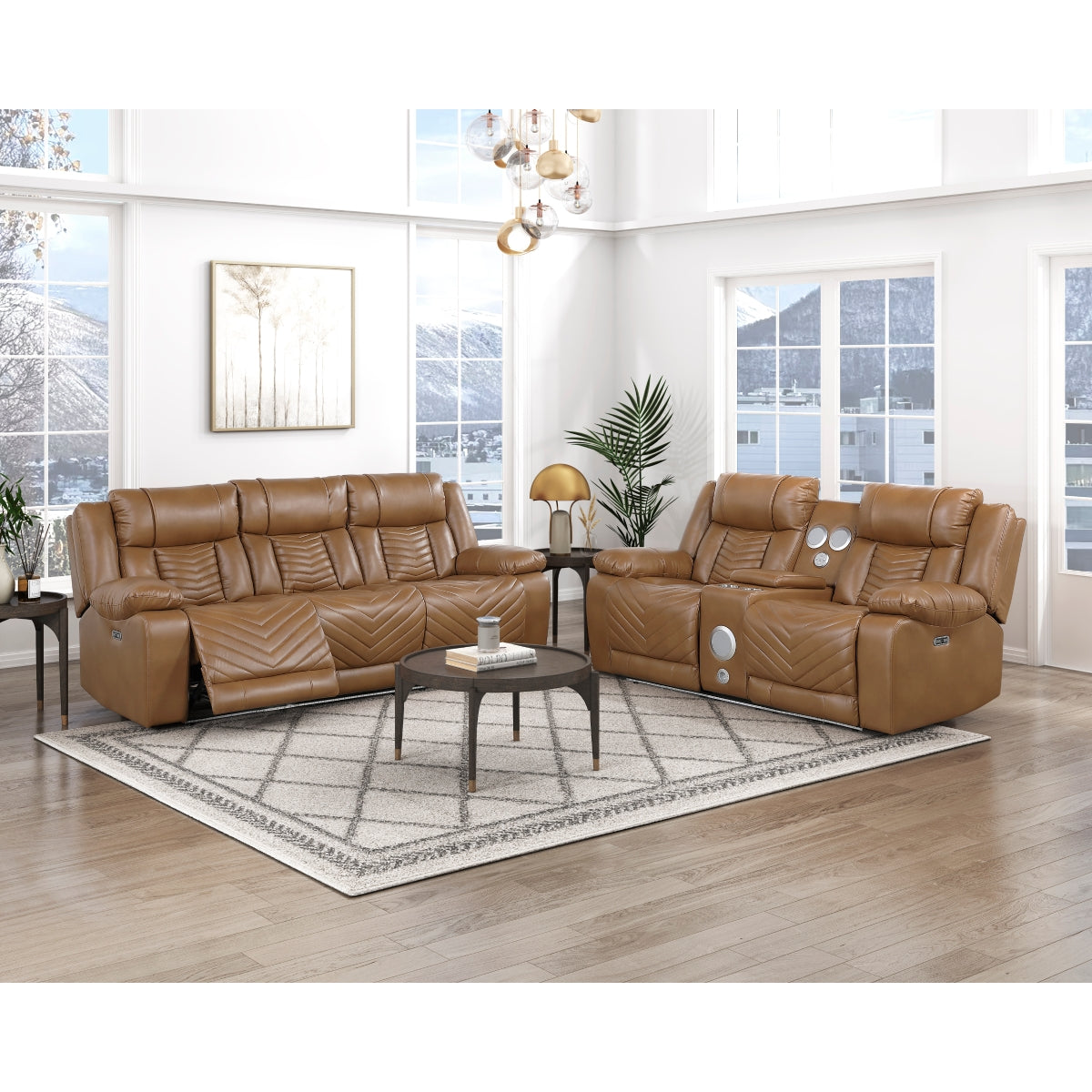 Huron Brown 2-Piece Power Reclining Living Room Set by Homelegance at Eve Furniture