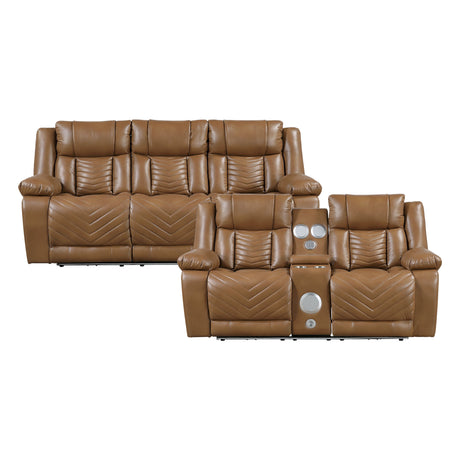 Huron Brown 2-Piece Power Reclining Living Room Set by Homelegance at Eve Furniture