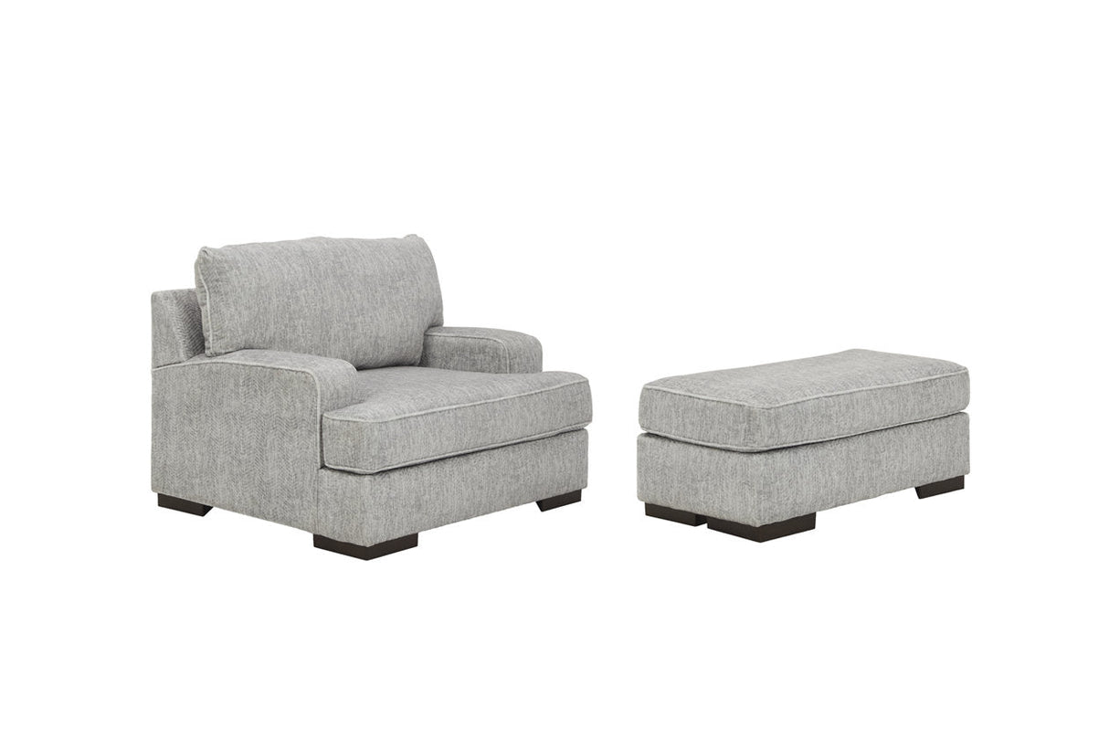 Mercado Pewter Chair and Ottoman