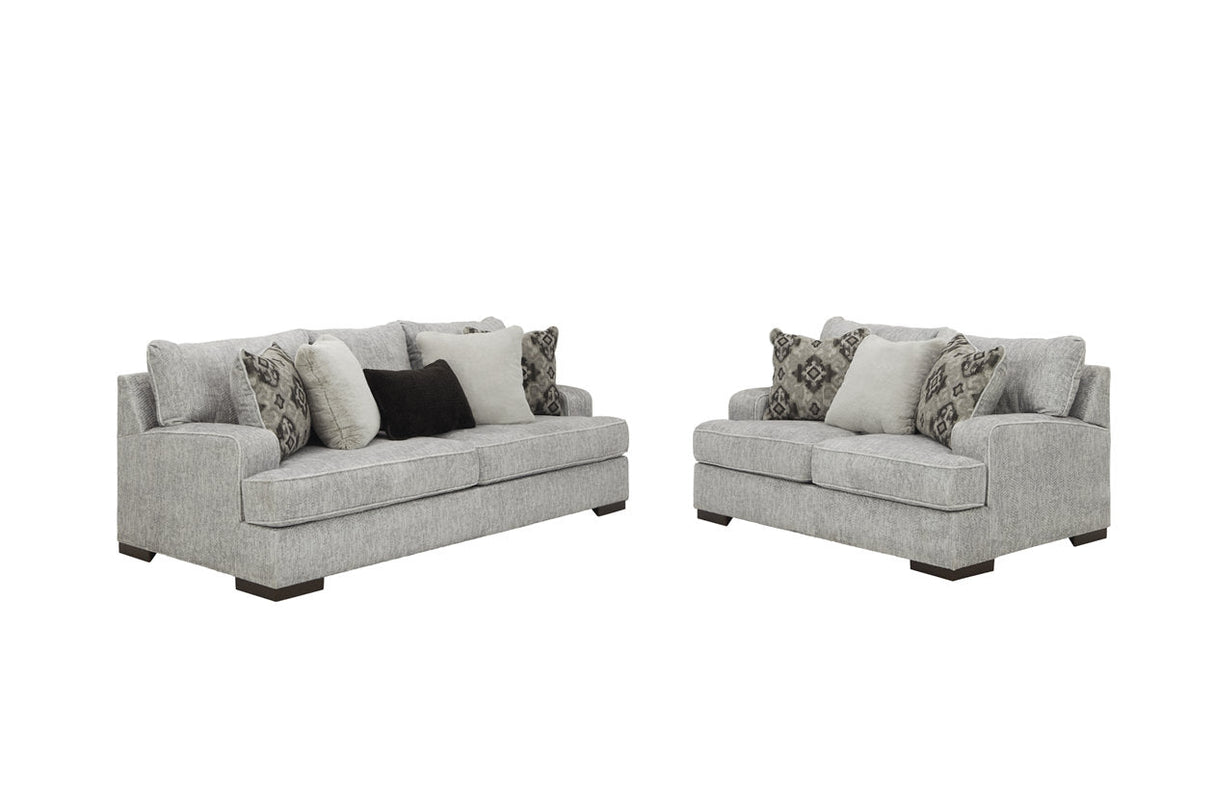 Mercado Pewter Sofa and Loveseat