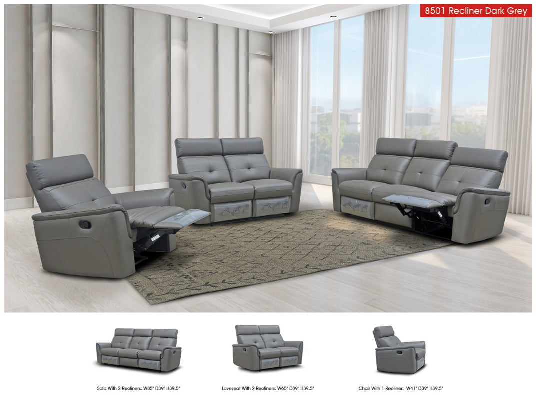 8501 Dark Grey w/Manual Recliner by ESF Furniture at Eve Furniture