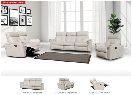 8501 White w/Manual Recliners by ESF Furniture at Eve Furniture
