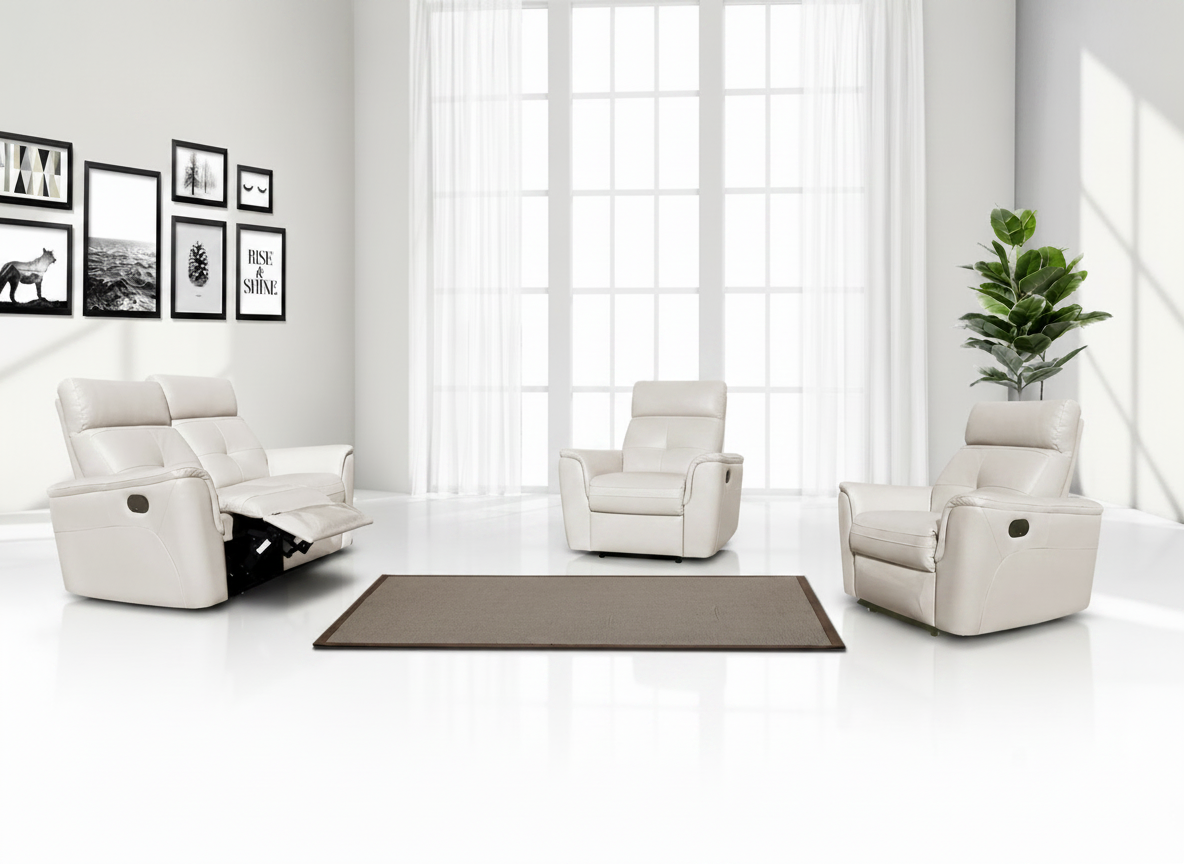 8501 White w/Manual Recliners by ESF Furniture at Eve Furniture