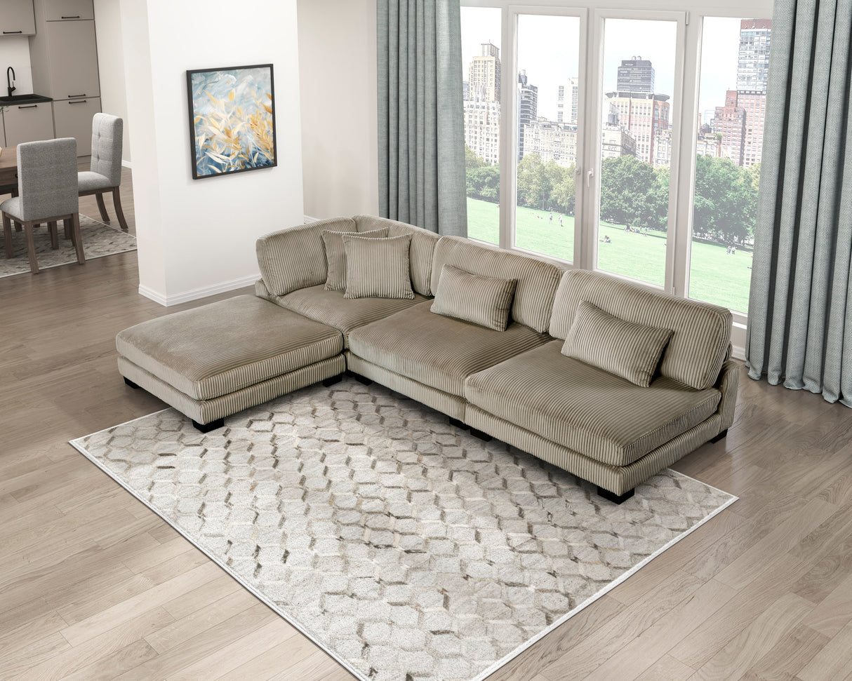 Traverse Taupe Ottoman by Homelegance at Eve Furniture