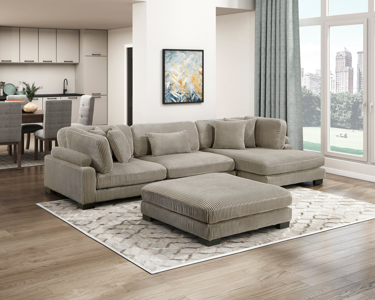 Traverse Taupe Ottoman by Homelegance at Eve Furniture