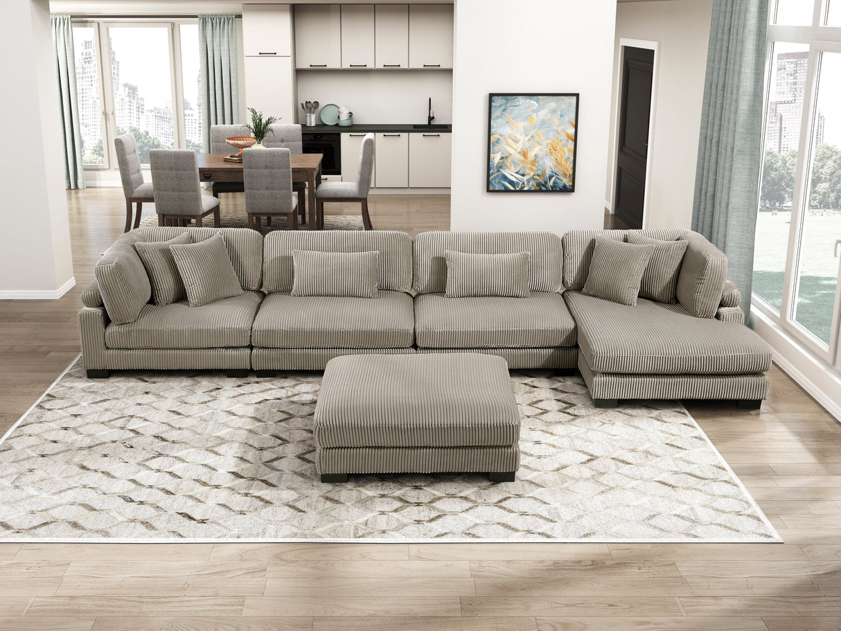 Traverse Taupe Ottoman by Homelegance at Eve Furniture