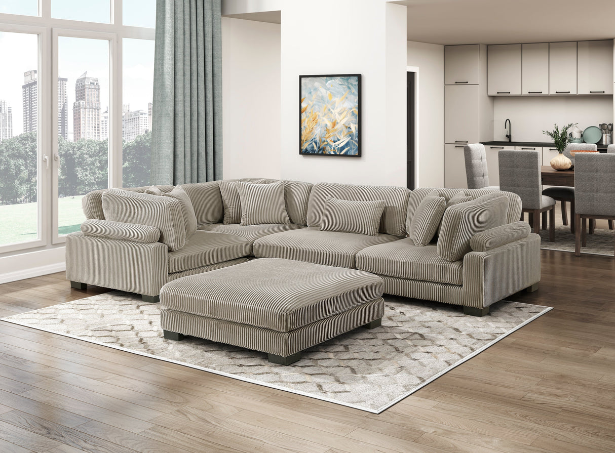 Traverse Taupe Ottoman by Homelegance at Eve Furniture