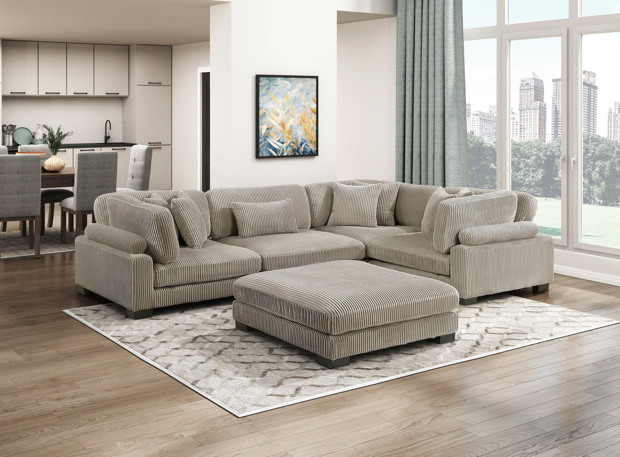 Traverse Taupe Ottoman by Homelegance at Eve Furniture