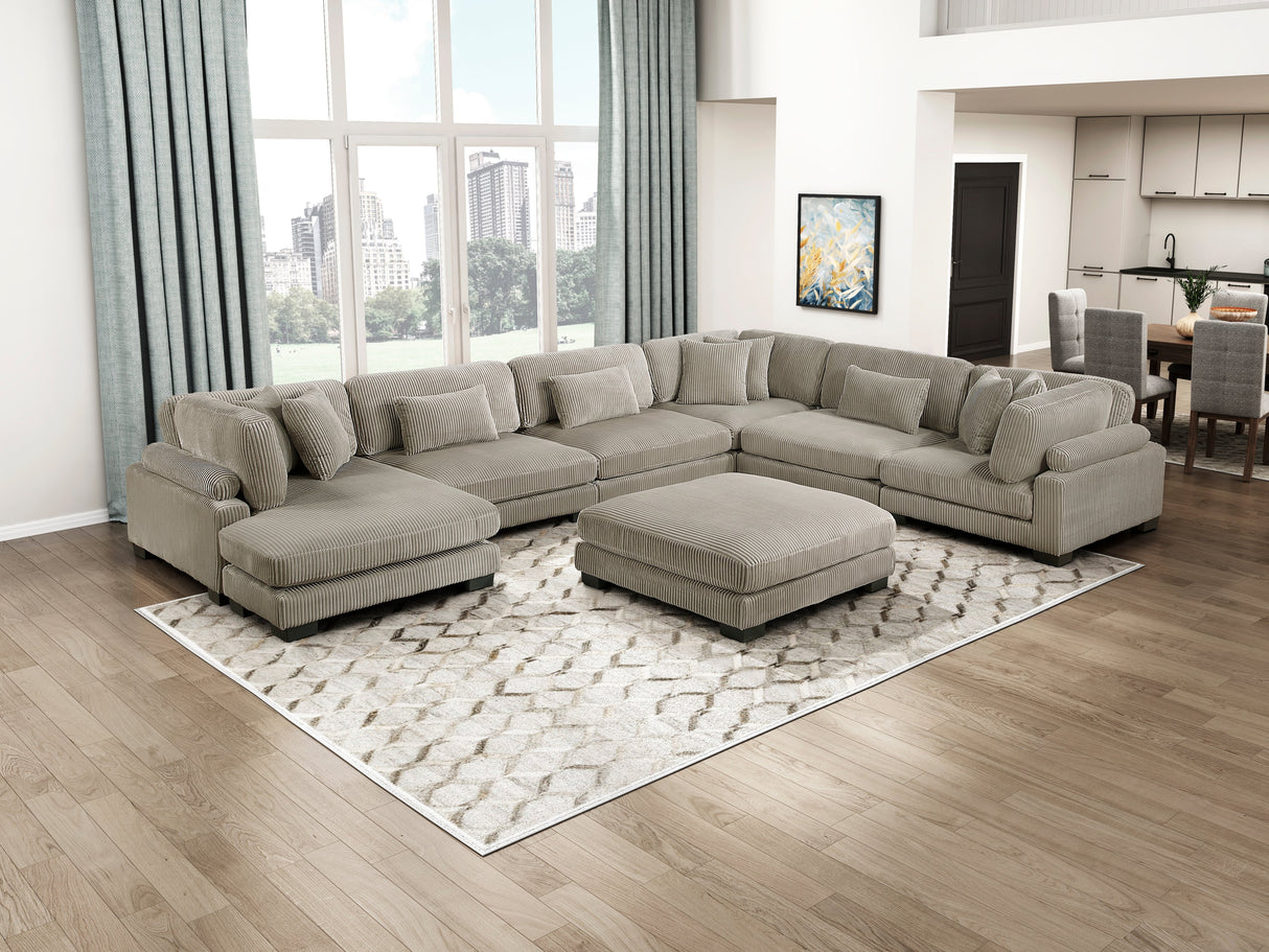 Traverse Taupe Ottoman by Homelegance at Eve Furniture