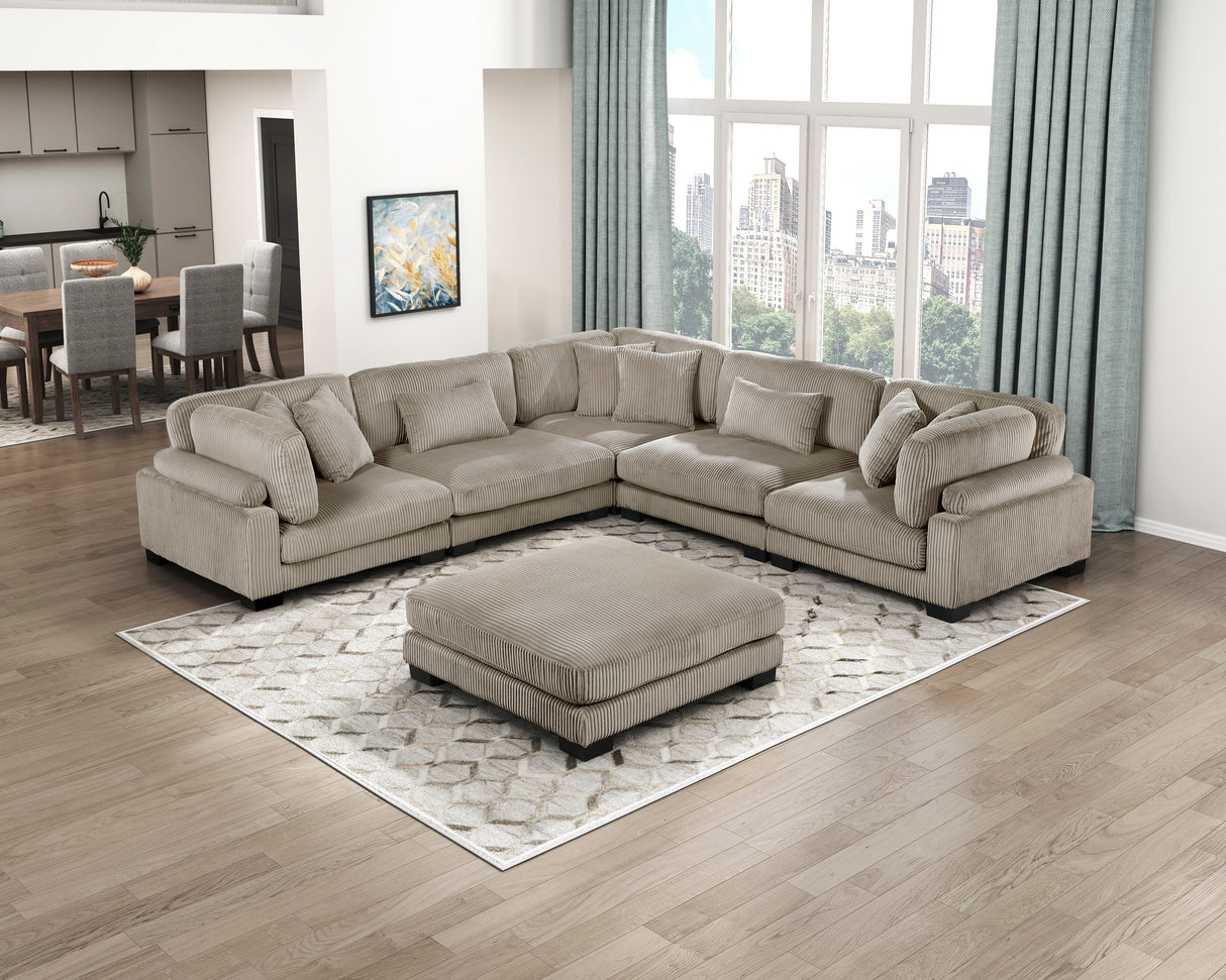 Traverse Taupe Ottoman by Homelegance at Eve Furniture