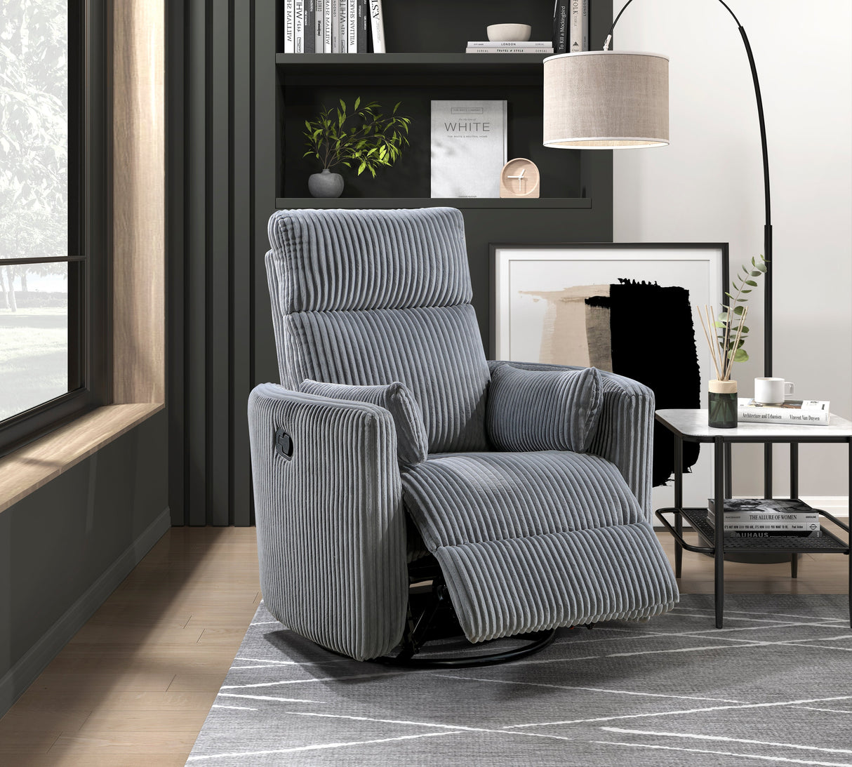 Traverse Gray Swivel Glider Reclining Chair