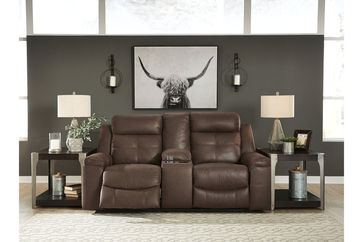 Jesolo Coffee Reclining Loveseat with Console