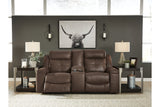 Jesolo Coffee Reclining Loveseat with Console