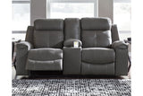 Jesolo Dark Gray Reclining Loveseat with Console