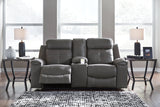 Jesolo Dark Gray Reclining Loveseat with Console