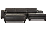 Nokomis Charcoal 2-Piece Sectional with Chaise and Oversized Accent Ottoman