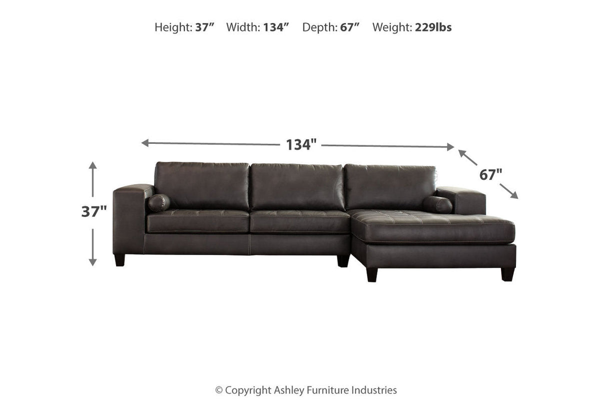 Nokomis Charcoal 2-Piece Sectional with Chaise and Oversized Accent Ottoman